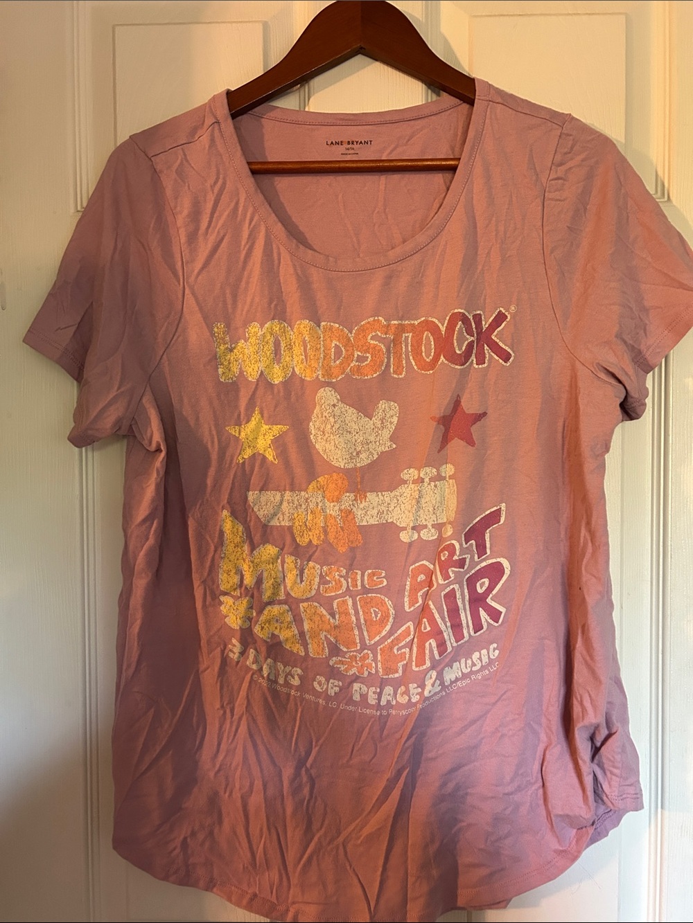 Lane Bryant Pink Woodstock Graphic Short Sleeve Tee